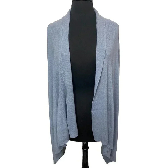 Black Goat Cashmere Long Open Cardigan Size S Dusty Blue Lightweight 2223 - Picture 1 of 8